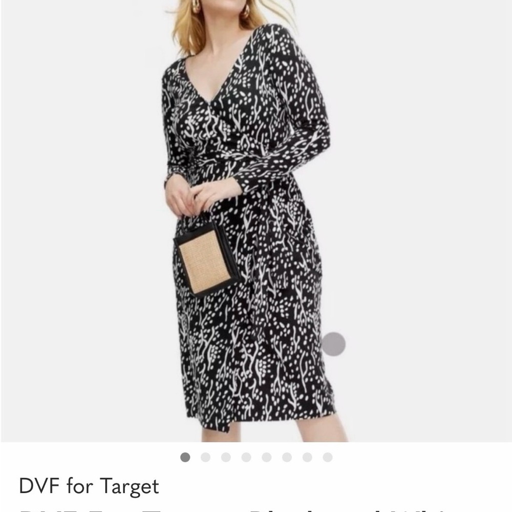 Diane Von Furstenberg Black and White Long Sleeve Wrap Dress